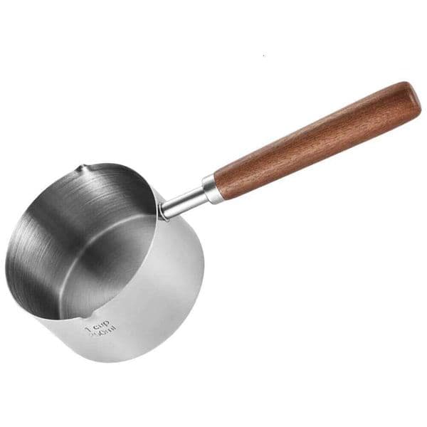 250ml Pouring Pan Stainless Steel Saucepan Small With Wood Handle Multifunctional Oil For Cooking Stock Pots Kitchen Tools 26H0121