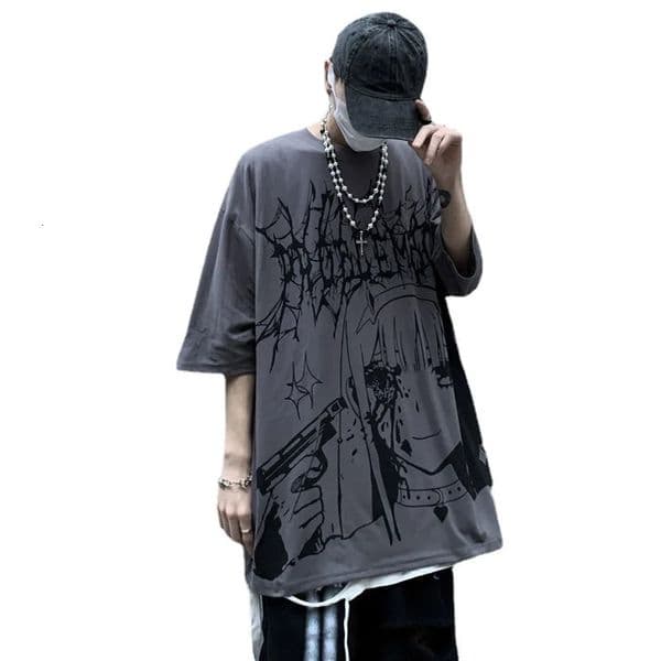 Mens t-shirt anime Shor sleeve printing tee top summer dark style Men clothing streetwear gym y2k vintage Oversized tshirt 260119