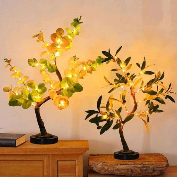 LED Tabletop Lamp Battery Fairy Tree Night Lights with Removable Base for Party Wedding Gift Camping Summer Bedside Decor C260121