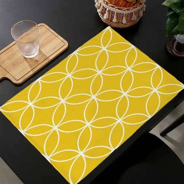 Nordic Yellow Black Abstract Geometric Placemat Cotton Linen Fabric Mats Family Dinner Tableware Kitchen Table Mat 30X45cm 26H0122 B2