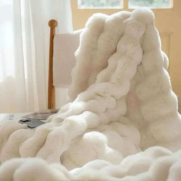 CozyFaux Rabbit Soft Warm 1pc Cozy Faux Rabbit Fleece Blanket Throw for Bedroom Guest Room Living Room Student Dormito 260121