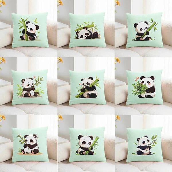 Funda Decorativa Con Estampado Panda Bamb, Funda Almohada Cuadrada Para Dormitorio Y Sala De Estar