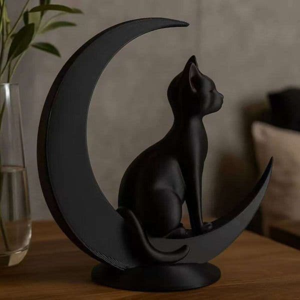 3D Printed Creative Toy Ornaments Moon Decorative Cute Cat Desktop Decoration Crafts Party Home Decor 26H0122