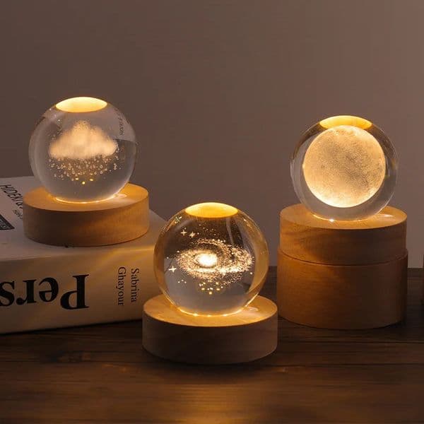 Aesthetic Moon Crystal Sphere Creative Clear Glass Galaxy Globe Night Light Crystal Ball Lamp Desktop Decoration Home Ornament 260121