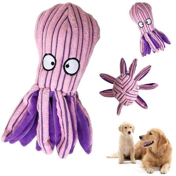 Plush Cat Voice Octopus Shell Bite Resistant Interactive Dog Teeth Cleaning Chew Toy Pet Supplies 26H0122