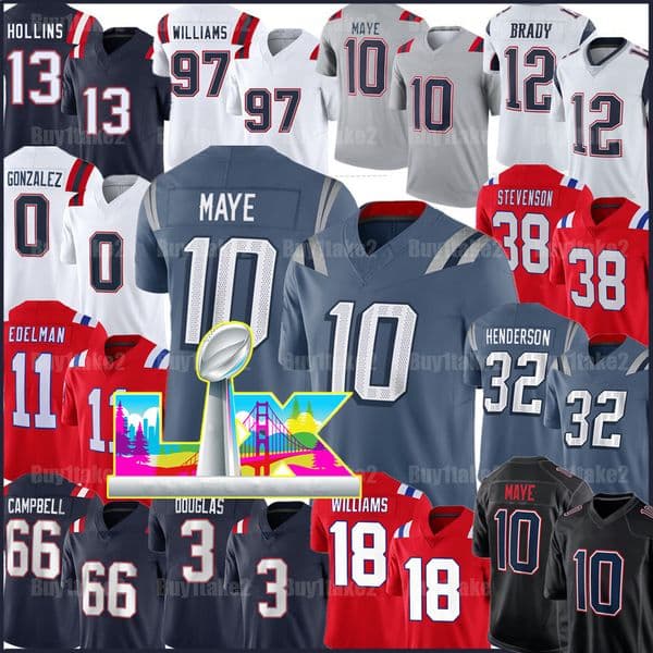 1 A.J. Brown Drake Maye Gonzalez TreVeyon Henderson Football Jersey Will Campbell Mike Vrabel Stefon Diggs Patriot Demario Douglas Tom Brady Patriotes Kayshon Boutte