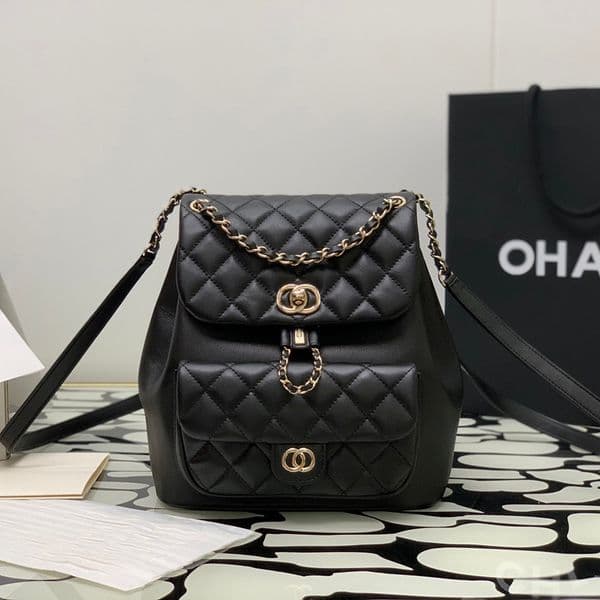 Backpack Designer Backpack Designer Bag Duma 23C Diamond-Quilted Gold Buckle Flip-Cover Vintage Leather Fashion Bag Classic Black Women's Luxury Bag School Bag New