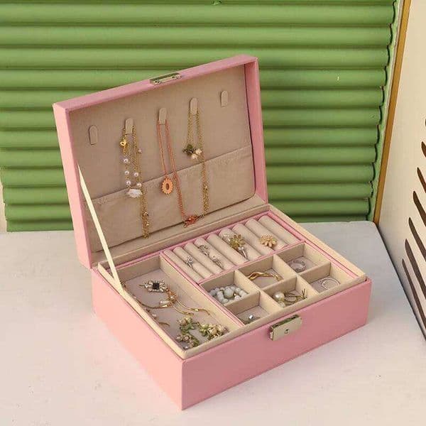 2026 Double Layer Box Portable Travel Jewelry Holder Organizer perfume Storage Ring Necklace Jewellery Jewlery Display 26Y0122 cologne Free Shipping