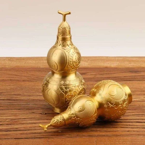 Gourd Feng Shui Wu Calabash Ornament Lou Pendant Housewarming Sculpture Decor Table Home Golden Lucky Decorations Figurine 26H0122