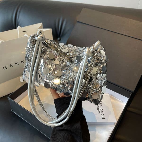Chain for Women Luxury 2025 New High-Value Handheld Sequin Evening Niche Texture Single Shoulder Crossbody Bag