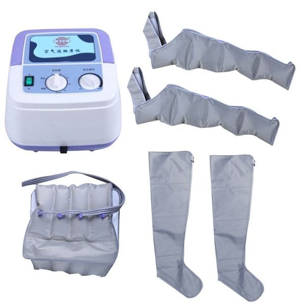 4 Chamber Air Compression Massager for Legs Arms Waist, Pressotherapy Circulation Pump Compression Wrap Set with Handheld Controller, 9 Intensity Modes