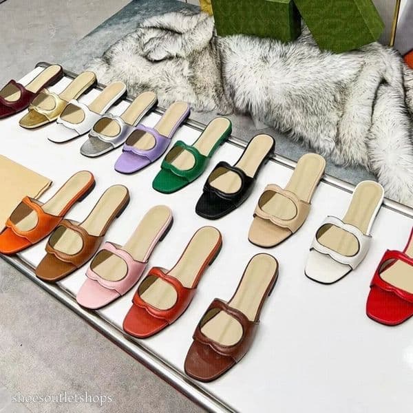Flat Heel Mule black Sliders men Sandal shoe Designer Slide Rubber Summer Slipper Interlocking loafer Womens luxury Casual Shoes sandale travel 35-42