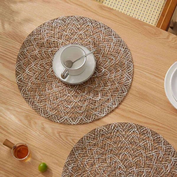 4/6PCS Natural Jute Placemats Heat-Resistant Non-Slip Mats for Dining Kitchen Table 26H0122