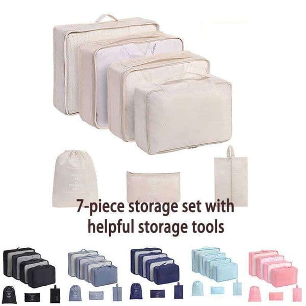 7 Pcs Travel Organizer Storage Bags Suitcase Packing Cubes Set Cases Portable Luggage Clothes Shoe Tidy Pouch Folding 26Y0122