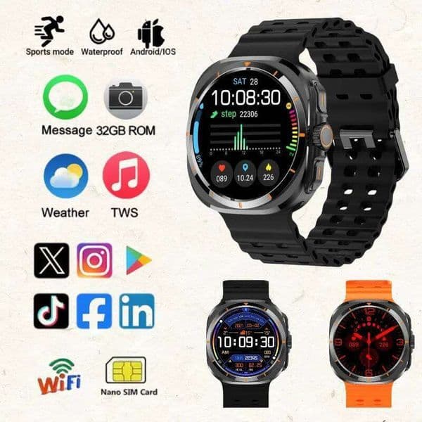 2025 New BW8 Smartwatch 4G Network Android1.51-inch Screen 400mAh Batter Google Play Pedometer Sleep Tracker SIM Card Support 26Y0122