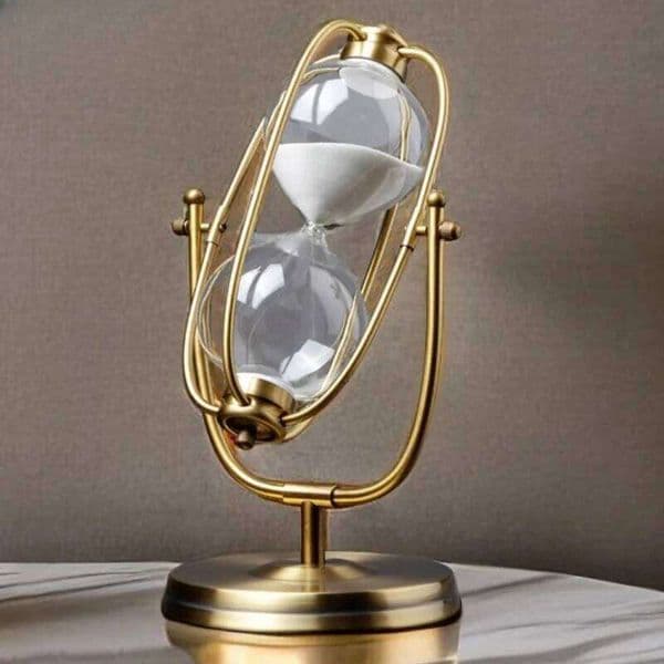 Glass Golden Codex Rotating Hourglass Timer Home Luxury Ornament Creative Flowing Sand Decoration Gift 26H0122