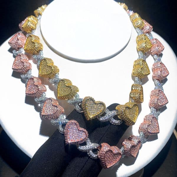European And American Fashion Trend Copper Inlaid Zircon Heart Shaped 8 Shaped Chain Necklace For Both Men And Women Hip Hop Collarbone Chain Trendy And Versatile