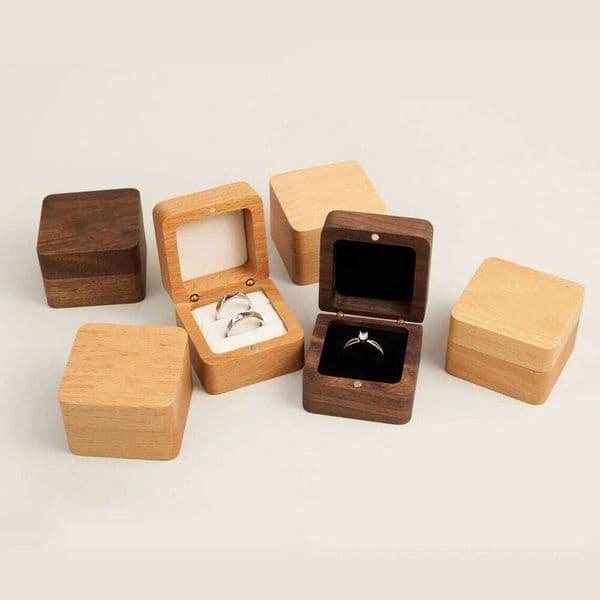 Blank Wood Wedding Ring Box Earring Rings Organizer Luxury Jewelry Anniversary Gift Bracelet Package Case 26Y0122
