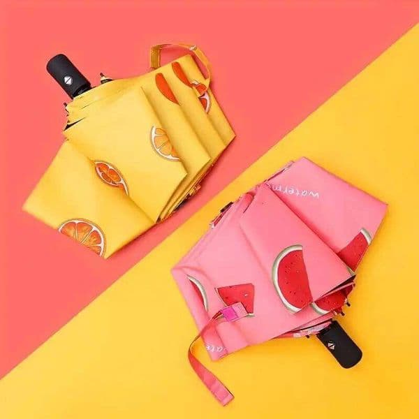 1pcs UV Sun Umbrella Compact Folding Travel Rain Umbrellas Auto Open and Close for Windproof Cute Fruit Watermelon Pattern New 26Y0122