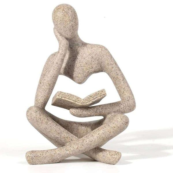 Bookshelf Home Decor - Person Who is Thinking Abstract Thinker Sculpture Figurine Statue Resin Modern Reading Decoration 26H0122