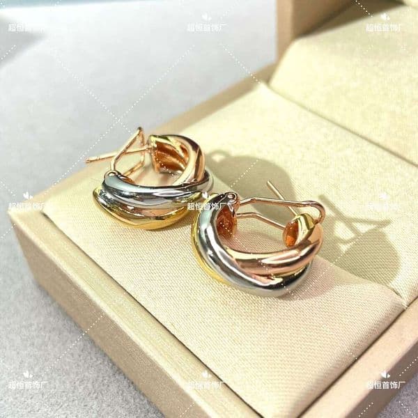 Catiya carrtiers earrings designer luxury earrings 18K Rose Gold Three-Color Hoop Three-Ring Jewelry Wholesale Geometric Color-Block Earrings for Women