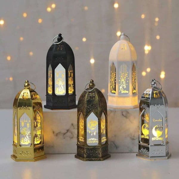Muslim Decor Lantern Ornament EID Mubarak Moon LED Candle Lamp Eid Al Adha Gift Gurbang Ramadan Decoration for Home 26H0122