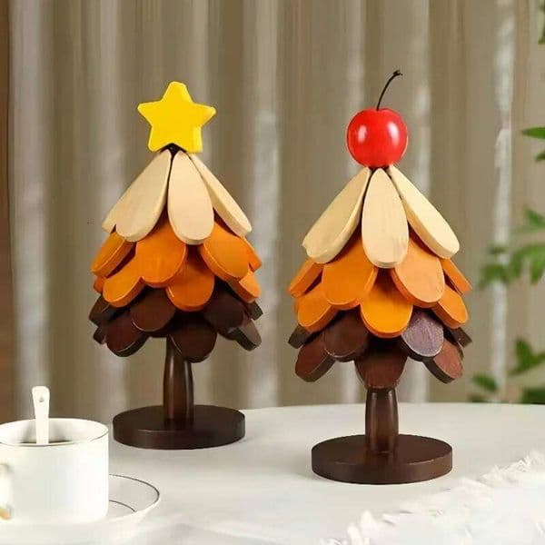 Heat resistant wooden tree shaped table heat-resistant pot mat, holiday gift, creative personalized home decoration 26W01212