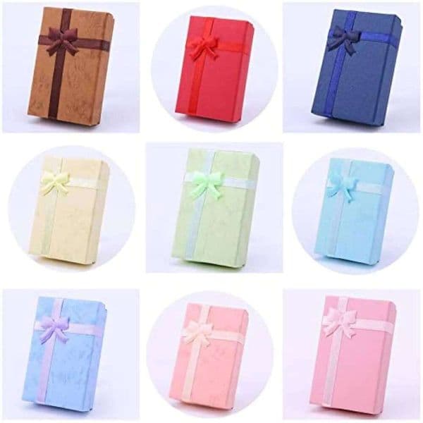 Paper Jewelry Gift Box Necklace Ring Storage Display 5*8*2.5CM Props 12 /24/36 Batch with Lids and Ribbon Bows wedding valentine 26Y0122