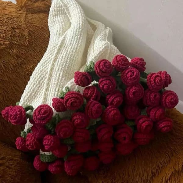 1pcs Finished Flower Bouquet Blanket Soft and Lightweight Knitted Throw Blankets for Birthday Wedding Valentines Day Home Decor 260121BJ