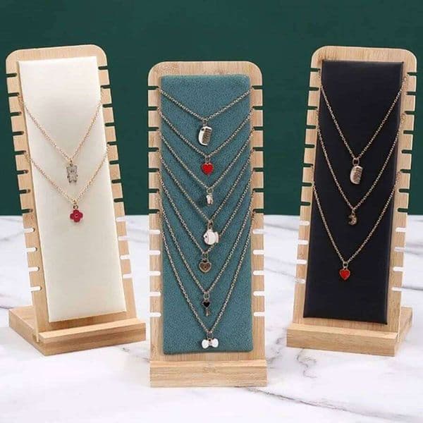 2026 1Pc Bamboo Vertical Stand Suitable cologne For Jewelry Sales And perfume Family Necklace Display 26Y0122 Free Shipping