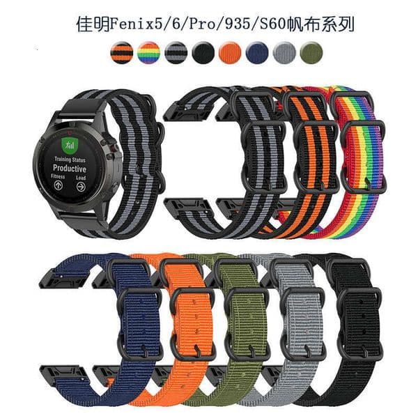 Garmin Fenix 8/7/5/6 Pro/935/Instinct Canvas Nylon Watch Band Woven Strap