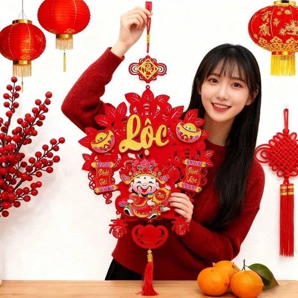 Vietnamese Spring Festival Decorations Southeast Asia 2026 New Year Wall Decor Couplets Door Banners Fabric Annual Fish Pendant