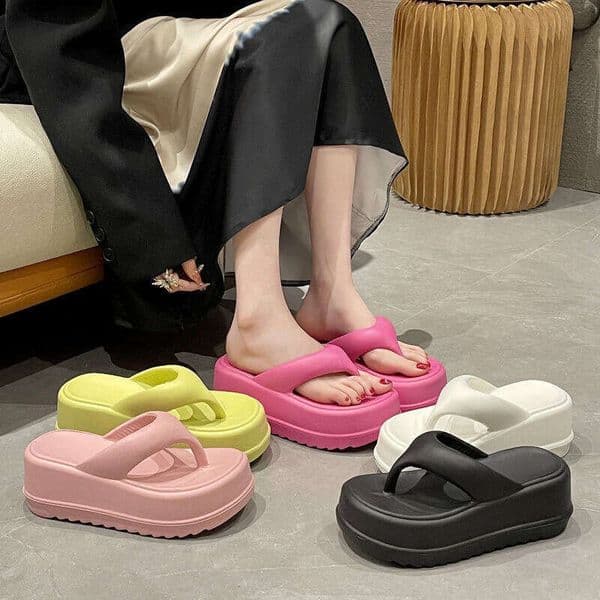 New free shipping EVA Flip-Flops for Women, Thick Sole, Toe-Post Sandals, Summer Outdoor top1 Wear, Height-Increasing Soft Sole Beach Slippers