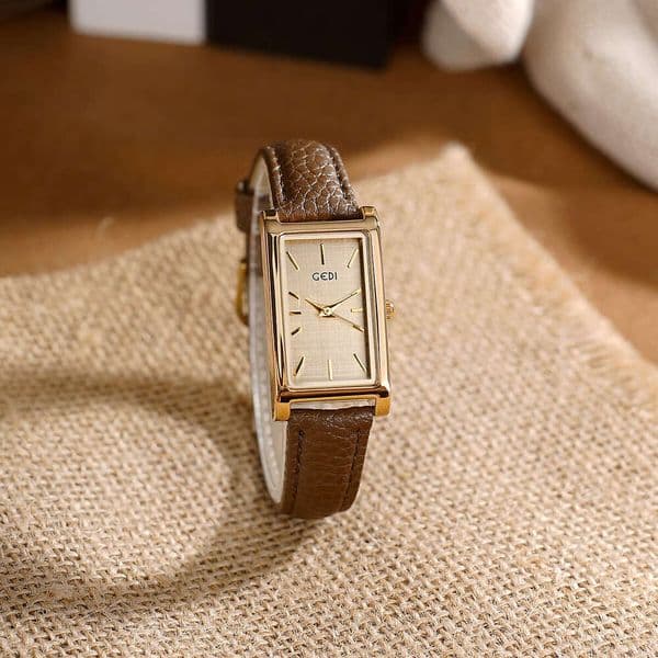 With Box High-End Ancora Red Square Elegant wrist watches for Women Vintage Leather Design Strap Dainty Quartz Watch Free gift