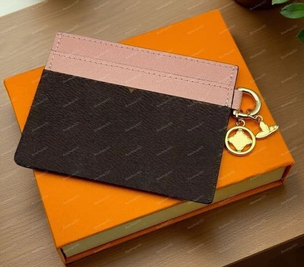 Designer Card Holder Wallet credit Metal luxury purse Genuine Leather flower decoration Short Case evuitunns business card Purse Brown Women Men Key Coin Famous 14