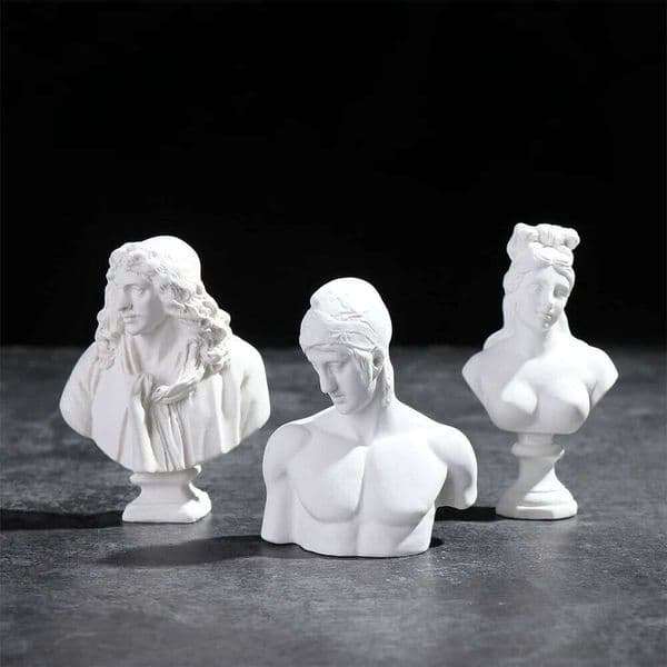 Nordic Style Miniature Plaster Bust Statue Greek Mythology Figurine Famous Sculpture Desktop Ornament Home Decor Drawing Practic 26W01212