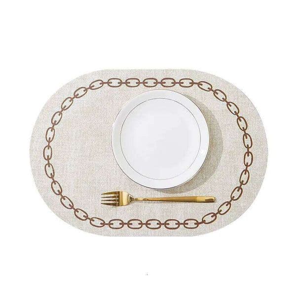 1/4/6PCS Oatmeal Placemats Set Thick Faux Leather Oval Shaped Tableware Luxury Style Insulated Coffe Table Mat Cafe Pad 26L0122