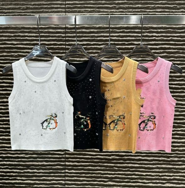 Womens Designer Tank Top Designer T Shirt Embroidery Vest Sleeveless Womens Knitted Vacation Hot Sexy Suspender Pure Cotton