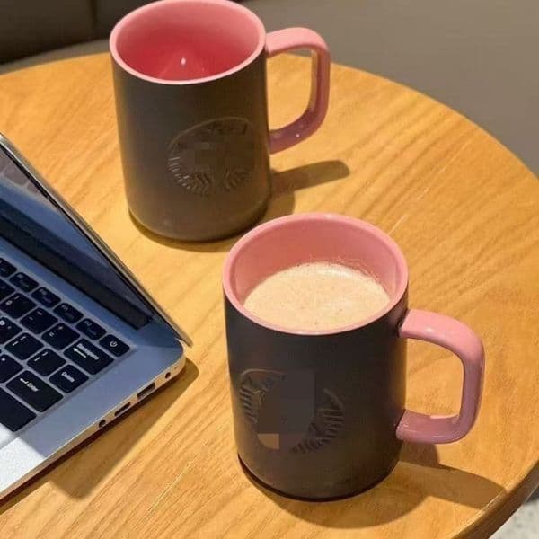 Black and Pink Mug Home Office Ceramic Creative Desktop Coffee Water Cup