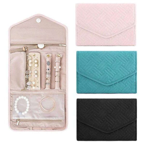 Foldable Fashion Portable Bag, Large Women's Travel Jewelry Roll, Necklace Earring Ring Jewellery Display Storage Bag 26Y0122
