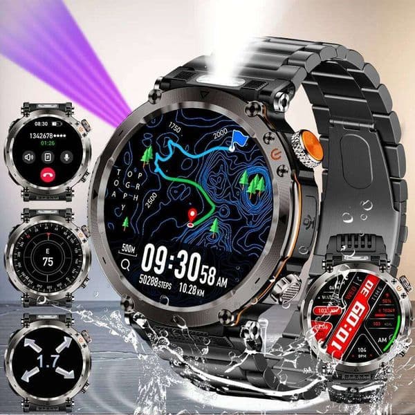 2026 New Military T-Rex 3 Ultra 1000mAh Battery Smart Watch IP68 Waterproof Flashlight Heart Rate Sports tracker Smartwatch Men 26Y0122