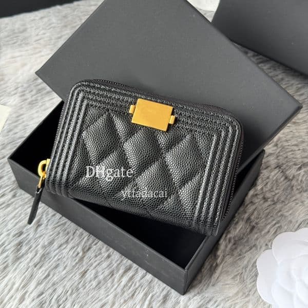 10A mirror quality designer caviar wallet women's wallet luxury leather CC wallet with box C054