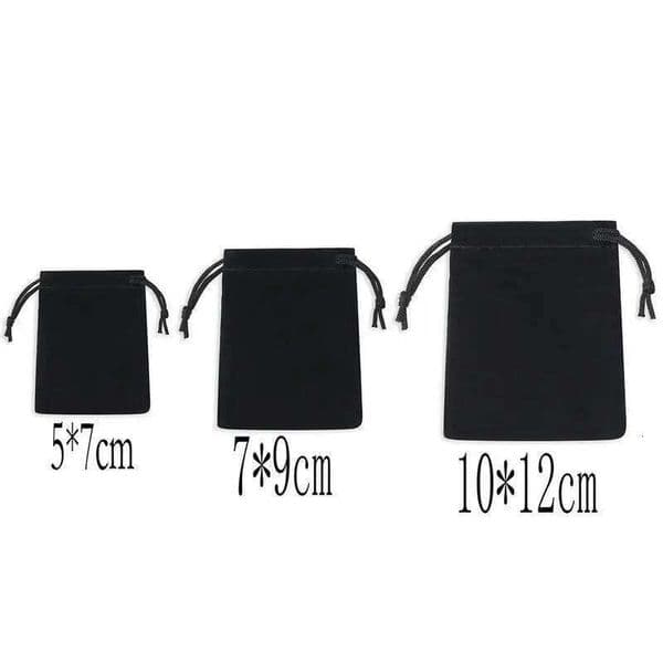 100PCS /Lot Velvet Dust Pouch Black Gift Bags To Pack Jewelry Brace Strap Drawstring Cotton Rope Pocket 10x12cm 7x9cm 5x7cm 26Y0122