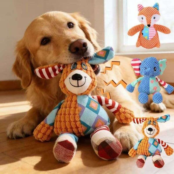 Dog Chew Cute Animals Bite Resistant Interactive Squeaky Puppy Teeth Cleaning Plush Toy Pet Supplies 26W01122