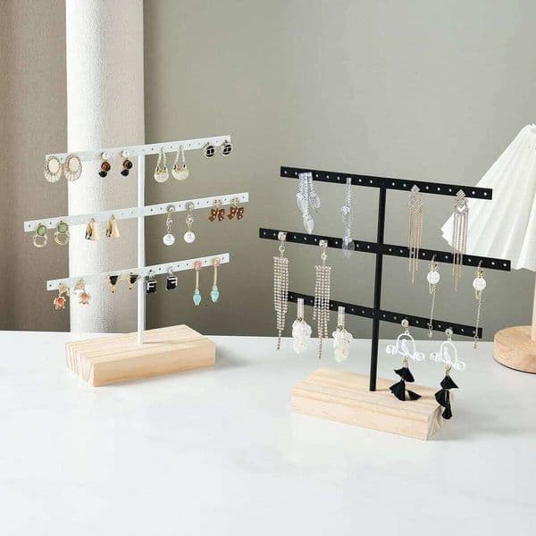 A 3-layer metal earring holder for storage, hanging earrings, ear clips, home display stand, and jewelry rack 26Y0122