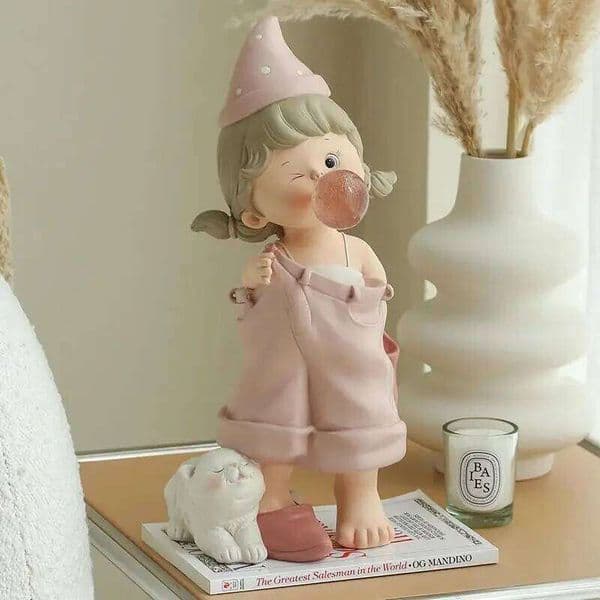 Bubble Girl Resin Figurines Furnishings, Desk Living Room Decoration, Kawaii Home Decor Accessories, Birthday 26W01212