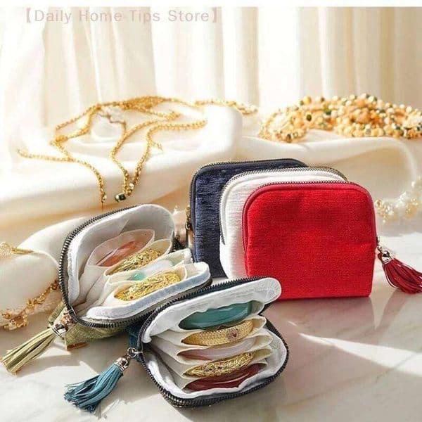 5-Layer Storage Bag Velvet Pouch Bags For Watch Bracelet Rings Earring Portable Travel Jewelry Case 26Y0122