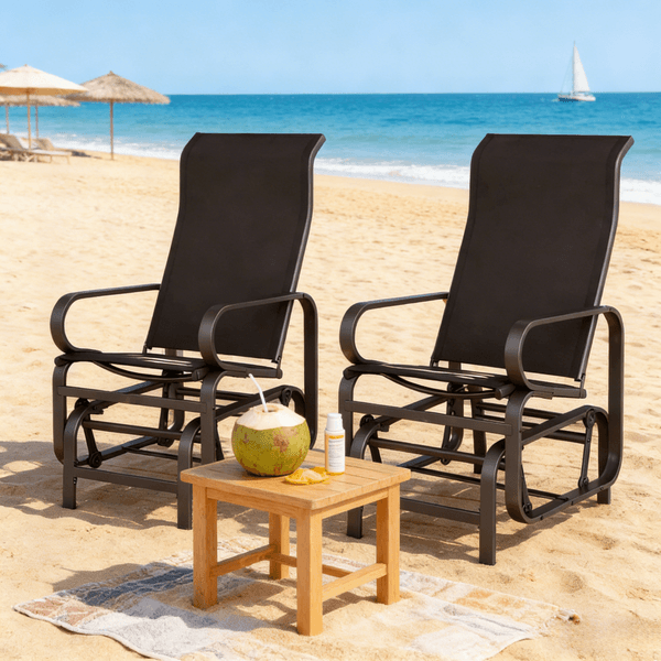High Chair Set Outdoor Gliding Lounger Chair Set of 2