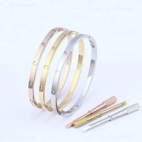 2026 4MM Thin 6th Titanium Steel Designer Bangle Women Men Love sier rose gold Screwdriver Nail Bangles Bracelet Couple Jewelry