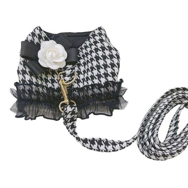 Designer Dog and Leash Set for Small Medium Dogs Cats Walking, Puppy Lace Vest Harness York Chihuahua Pet Accessories